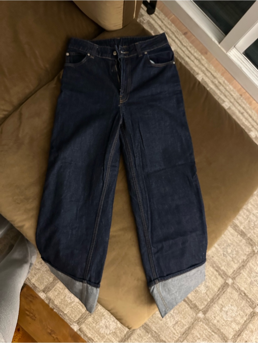 ASOS Dark Indigo Jeans with Tan Stitching